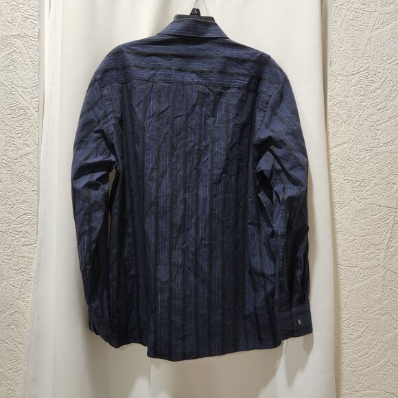 Perry Ellis Blue and black stripe long sleeve button down shirt - Picture 6 of 6